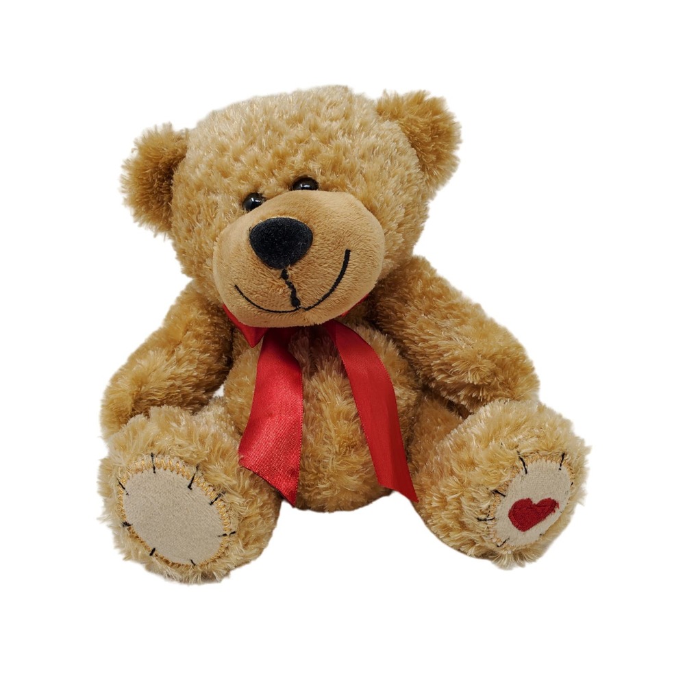 Teddy Bear Sritched Pad Look With Red Heart on Paw Stuffed Animal Plush Toy